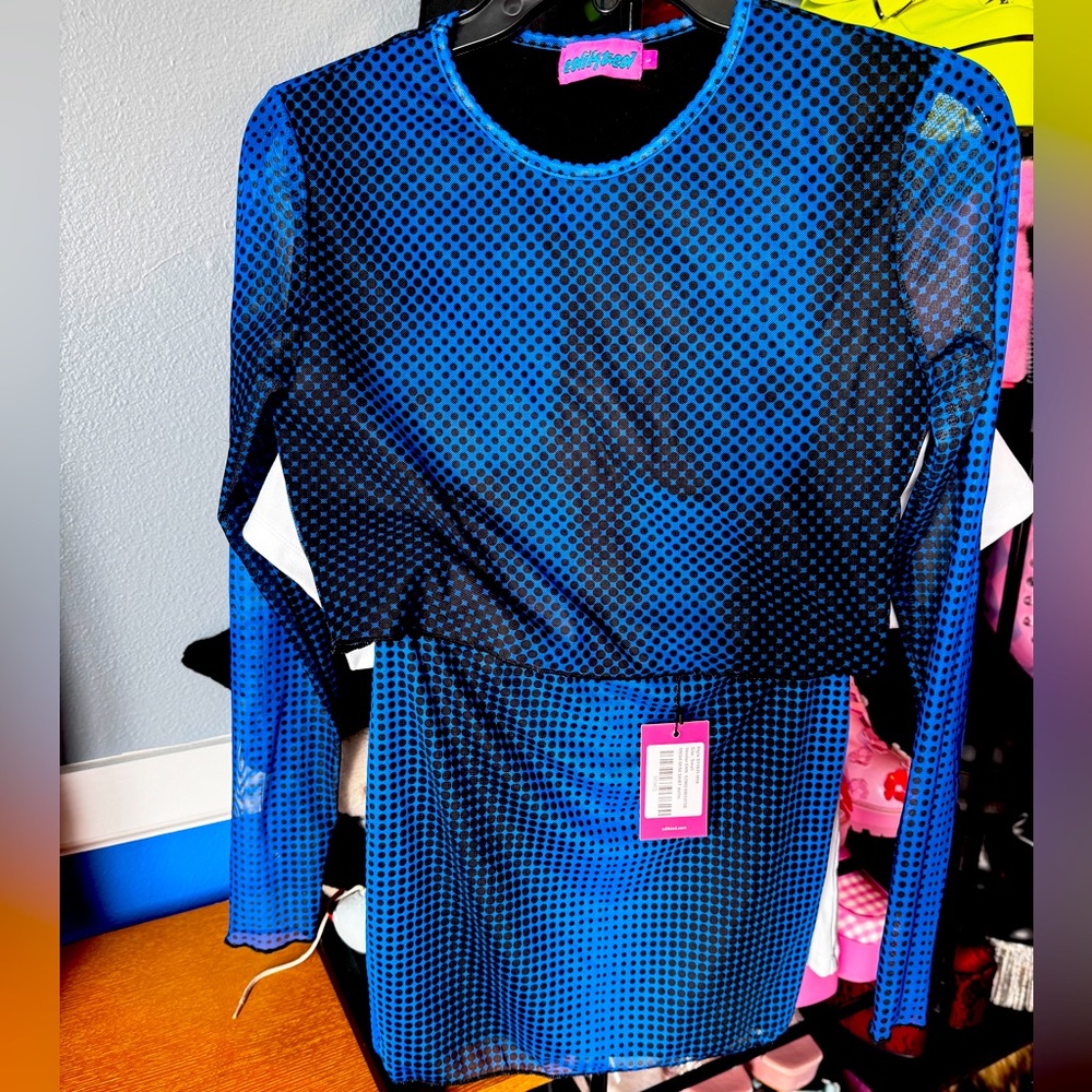 Edikted X-Ray Printed Mesh Top (L) & matching mesh mini skirt (S)